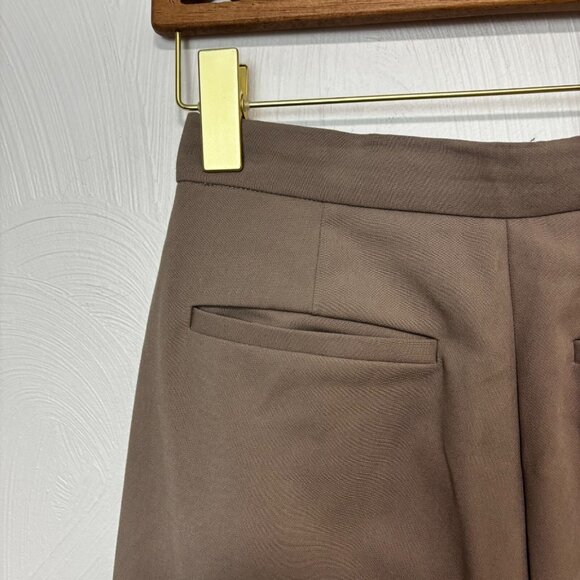 Another Dress Pants Beige Pleated Solid Straight Leg Relaxed Fit Wool Blend S - Picture 4 of 8